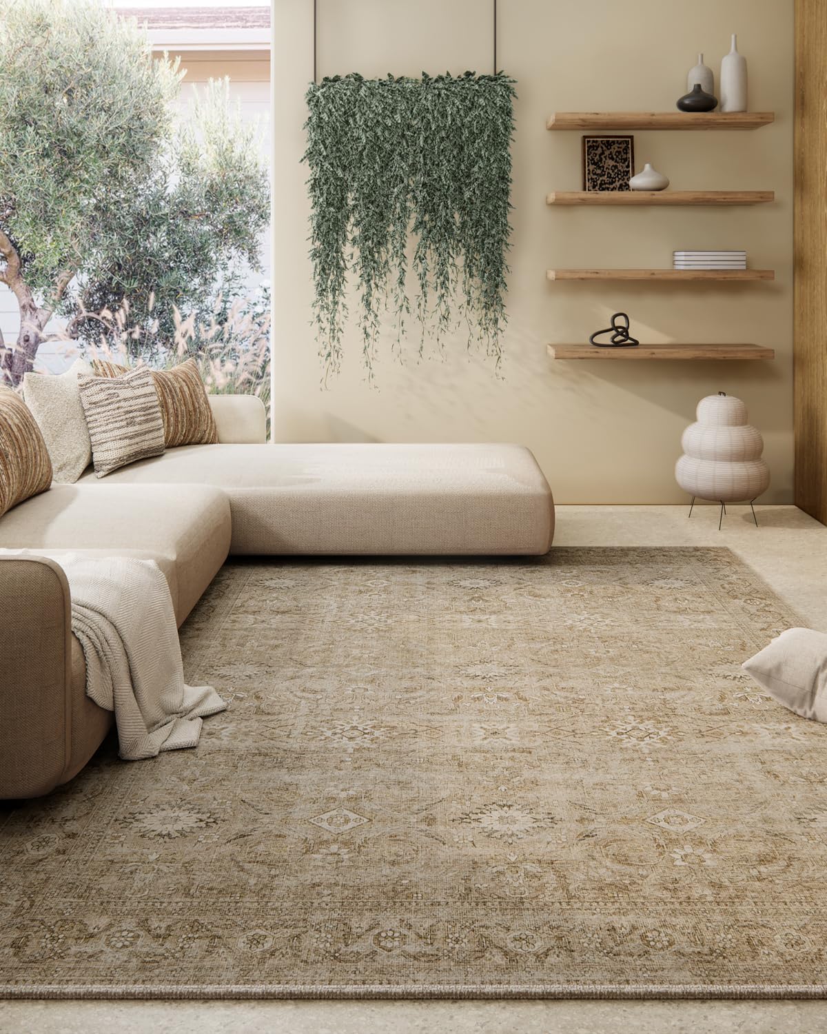 Washable Vintage Runner Rug with Non-Slip Backing
