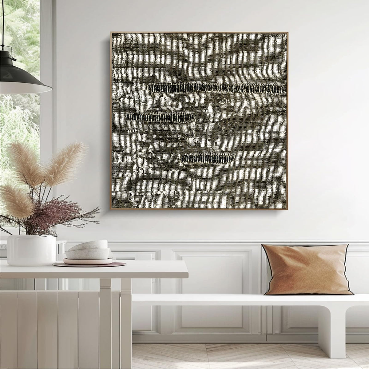 Oversized Blue & White Canvas Wall Art Painting