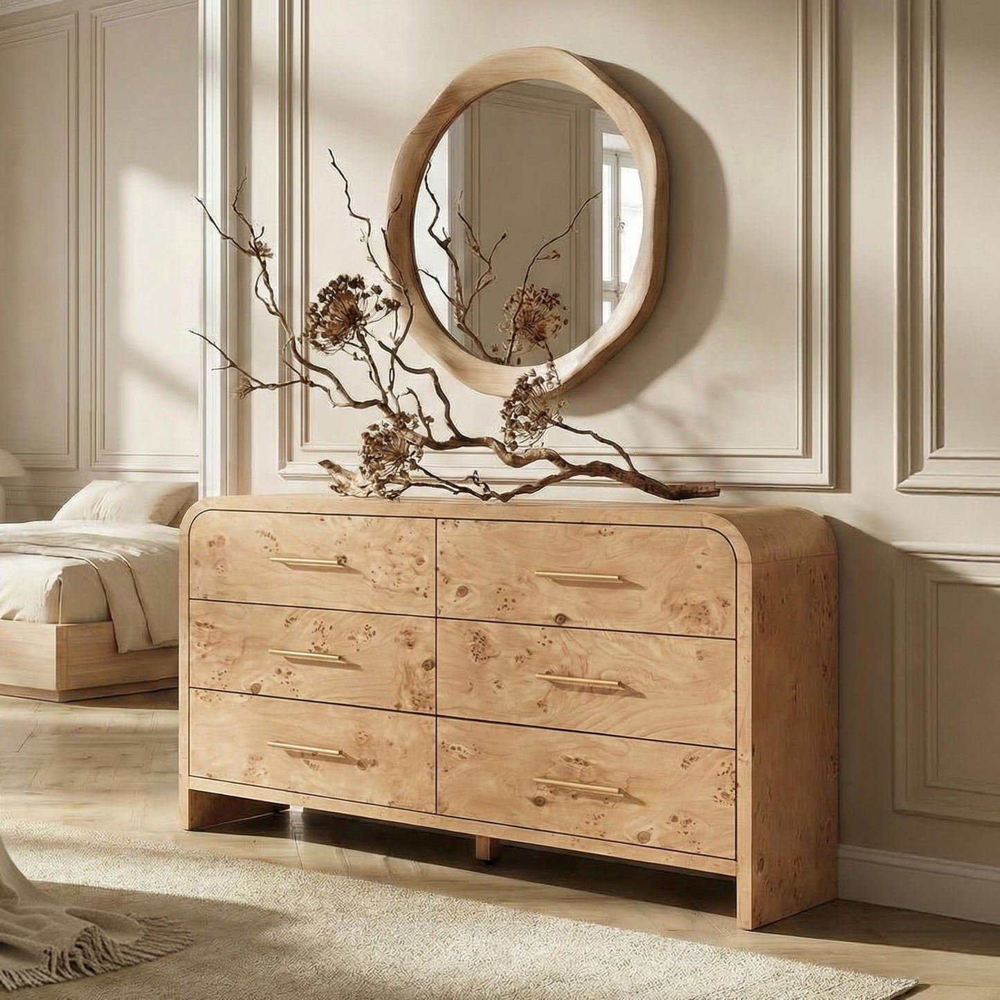 Curved 63-Inch Modern Dresser with Spacious Storage