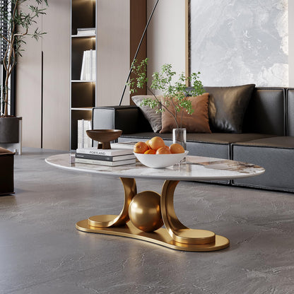Round Marble Coffee Table with Hidden Storage