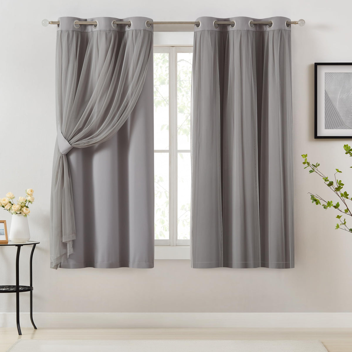 Overlay Grommet Curtains with Layered Draping