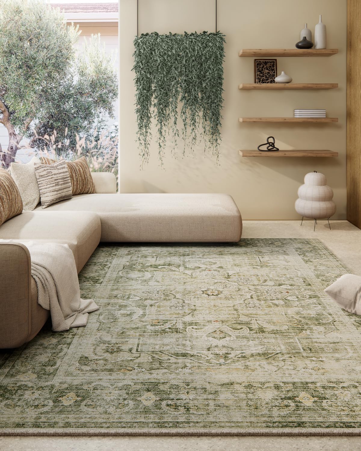 Washable Vintage Runner Rug with Non-Slip Backing