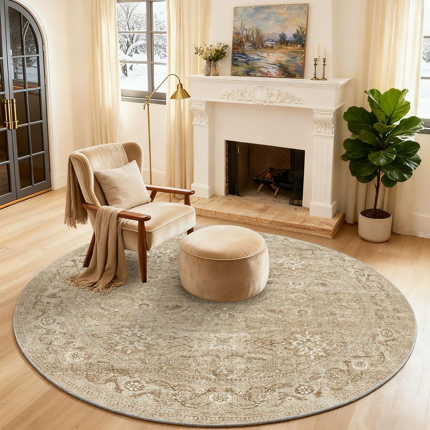 Washable Vintage Runner Rug with Non-Slip Backing