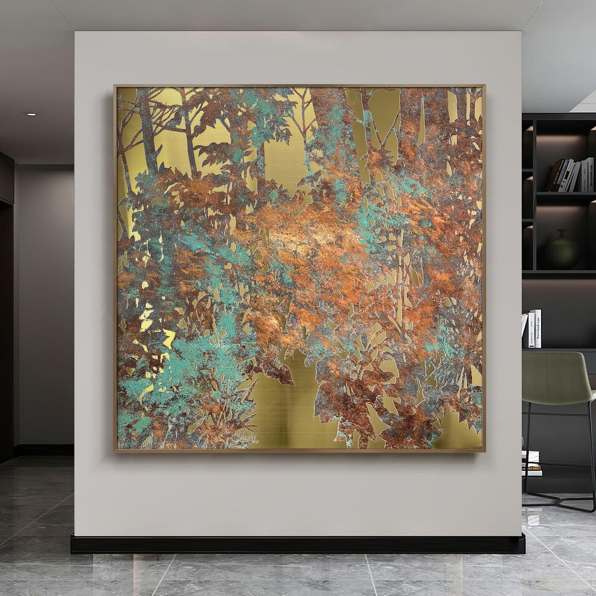 Oversized Blue & White Canvas Wall Art Painting