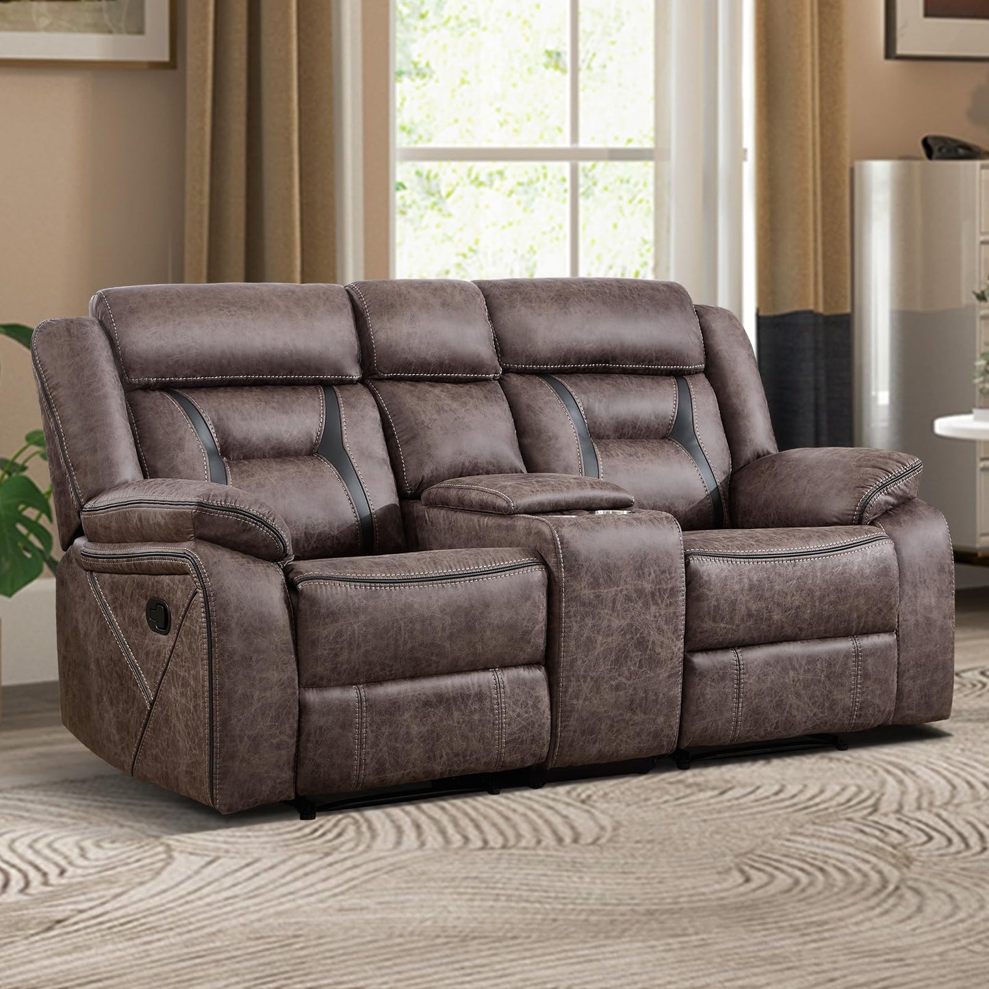 Faux Leather Reclining Living Room Furniture Set