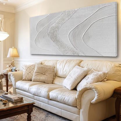 Abstract Green & White Textured Canvas Wall Art
