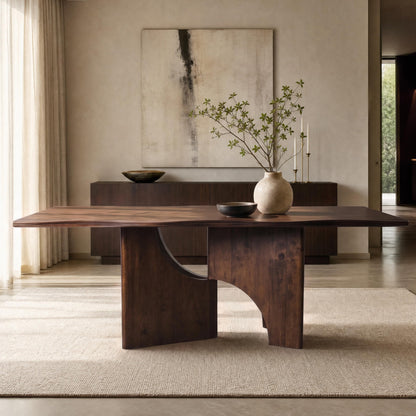 Mid-Century Solid Wood Rectangular Dining Table