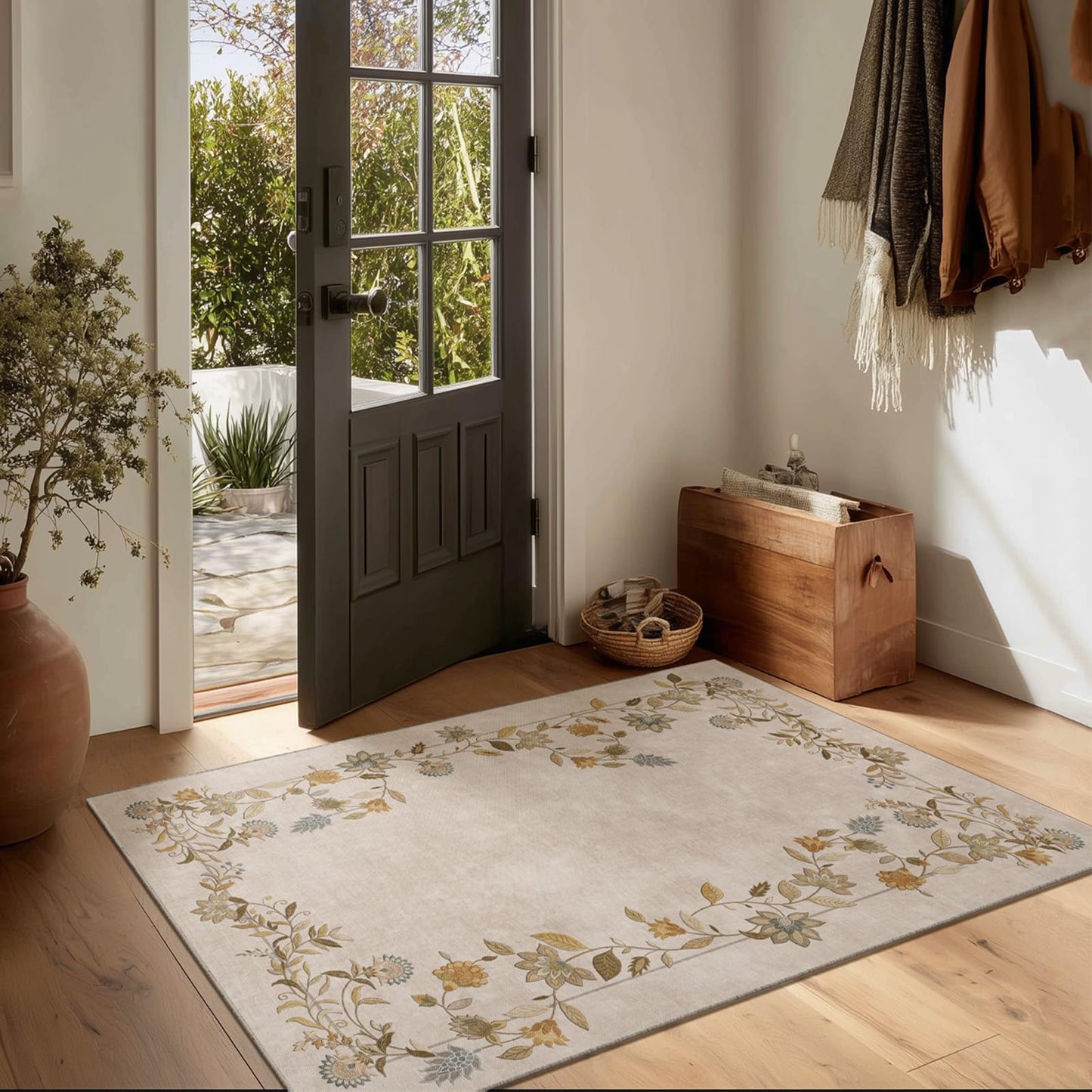 Washable Vintage Runner Rug with Non-Slip Backing