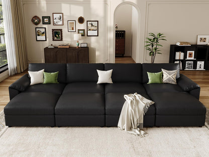 Faux Leather Modular Sectional Sofa for Large Spaces