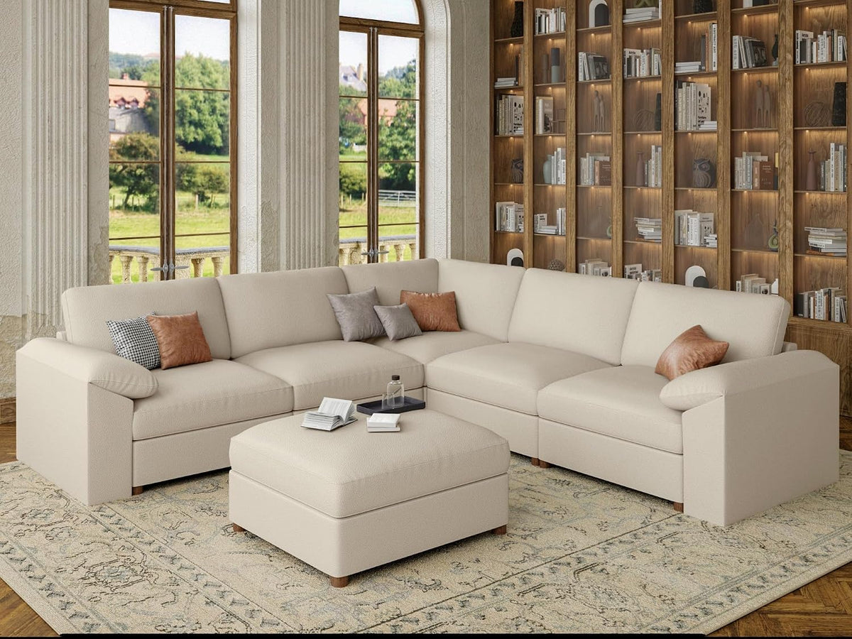 Faux Leather Modular Sectional Sofa for Large Spaces