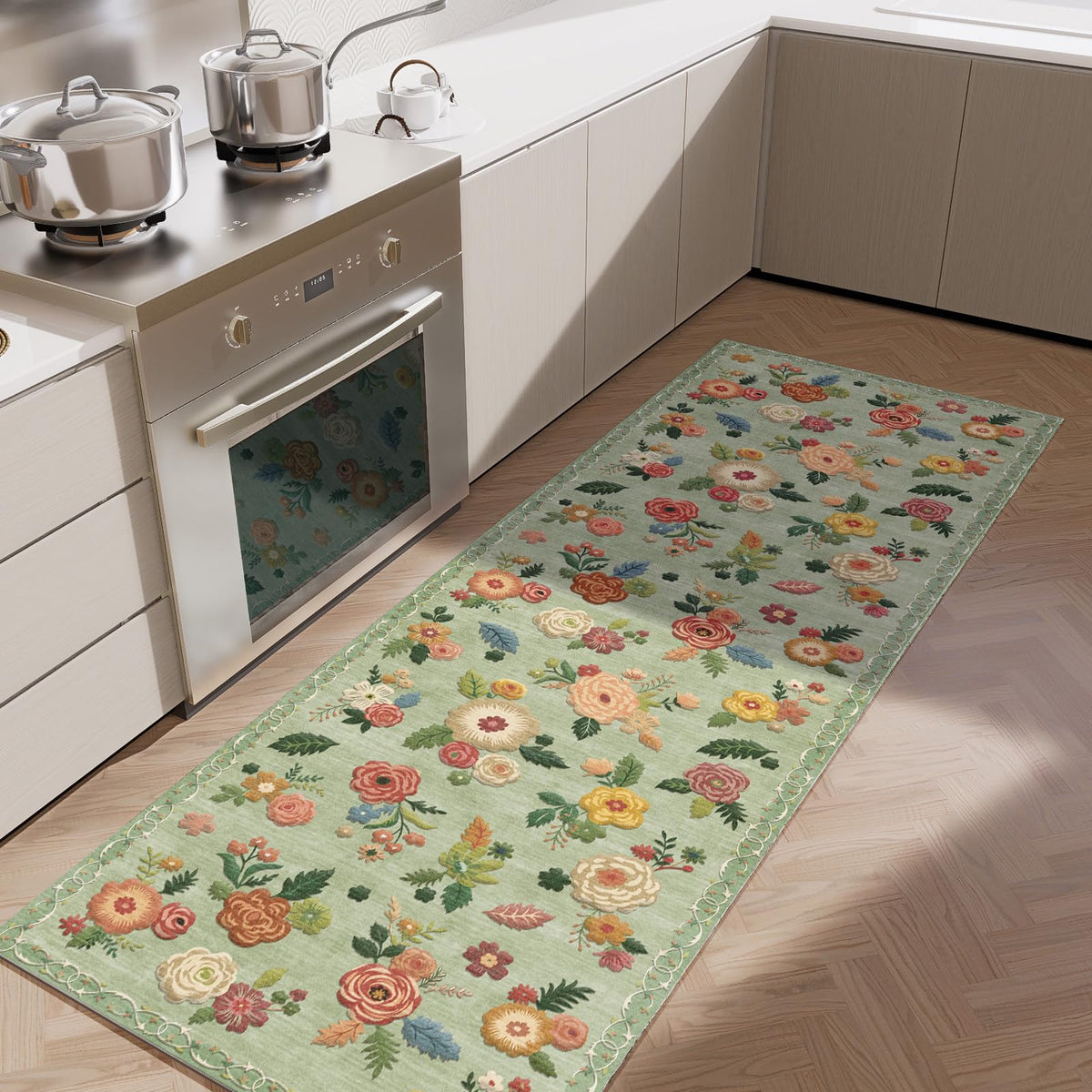 Washable Vintage Runner Rug with Non-Slip Backing