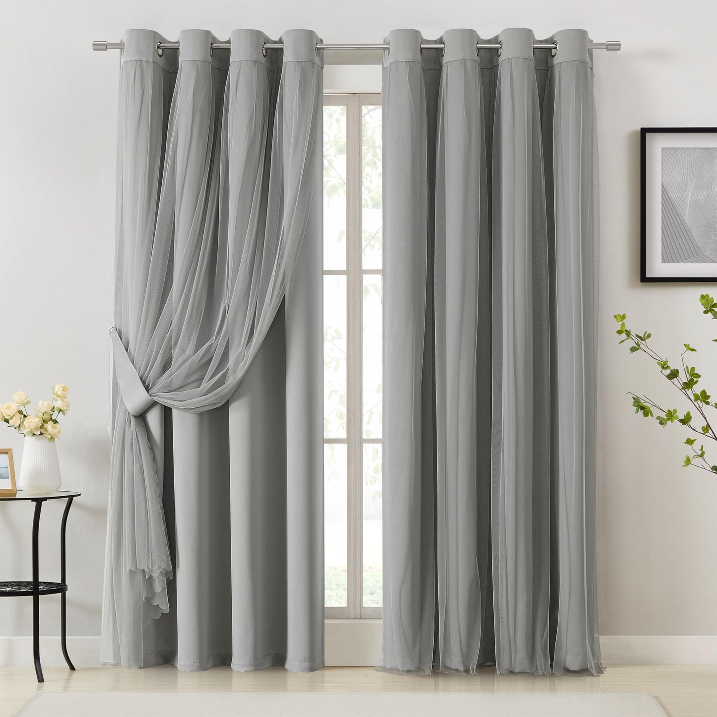 Overlay Grommet Curtains with Layered Draping