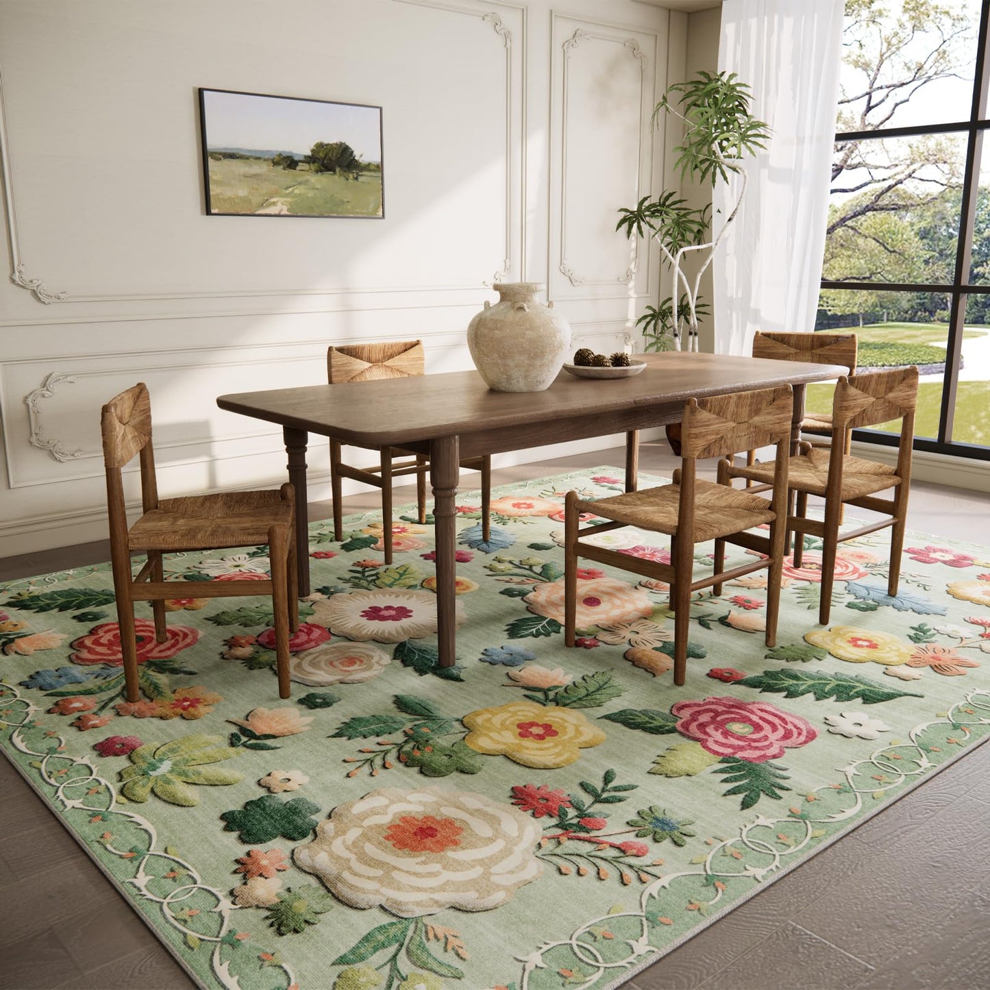 Washable Vintage Runner Rug with Non-Slip Backing