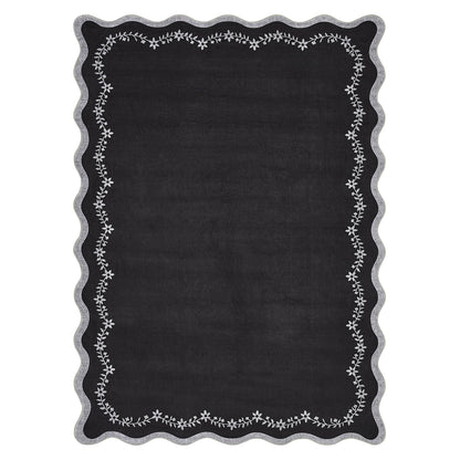 Scalloped Washable Area Rug with Non-Slip Backing