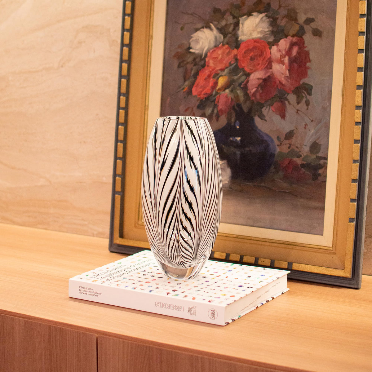 Feather Pattern Decorative Vase with Sculptural Form