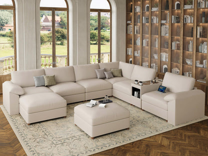 Faux Leather Modular Sectional Sofa for Large Spaces