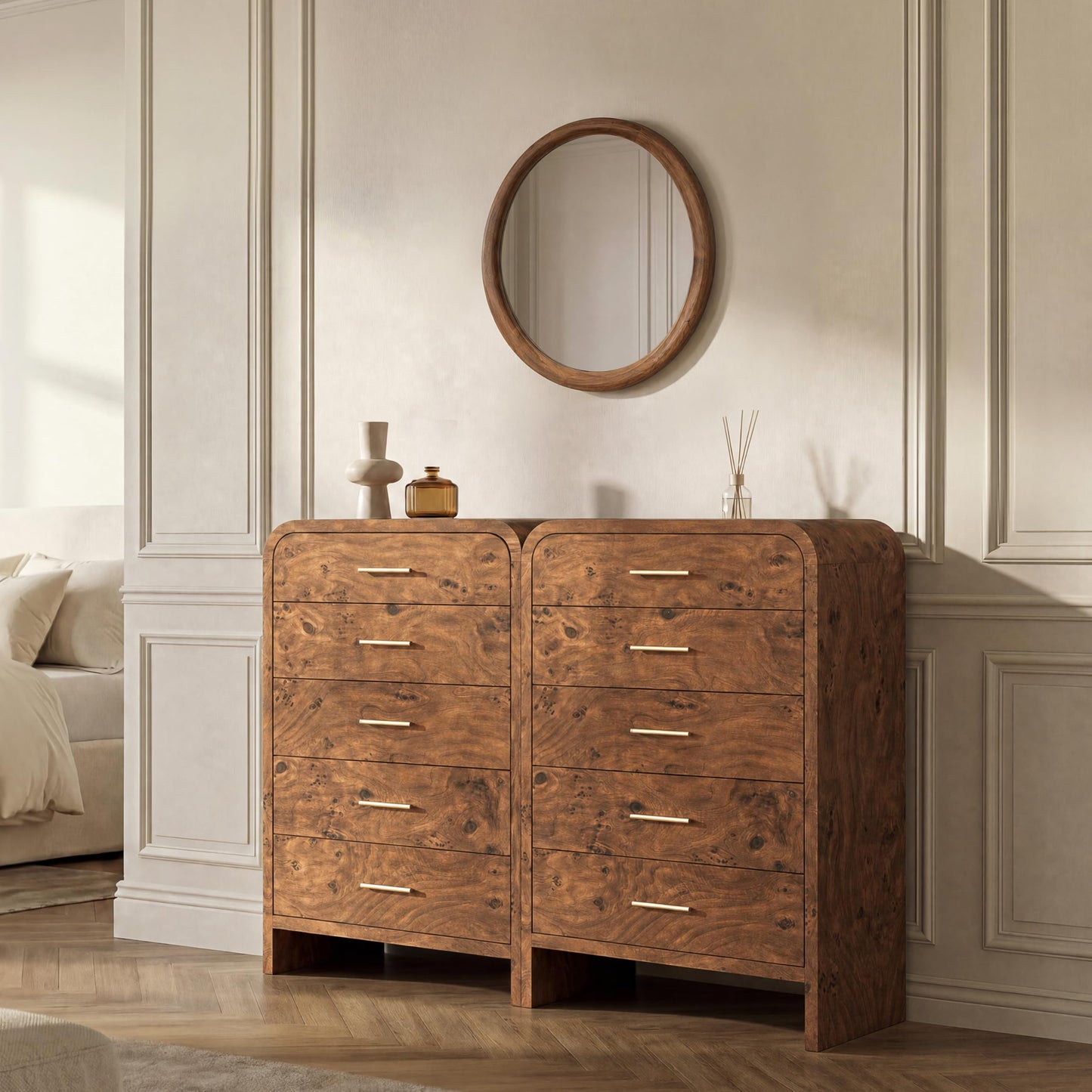 Curved 63-Inch Modern Dresser with Spacious Storage