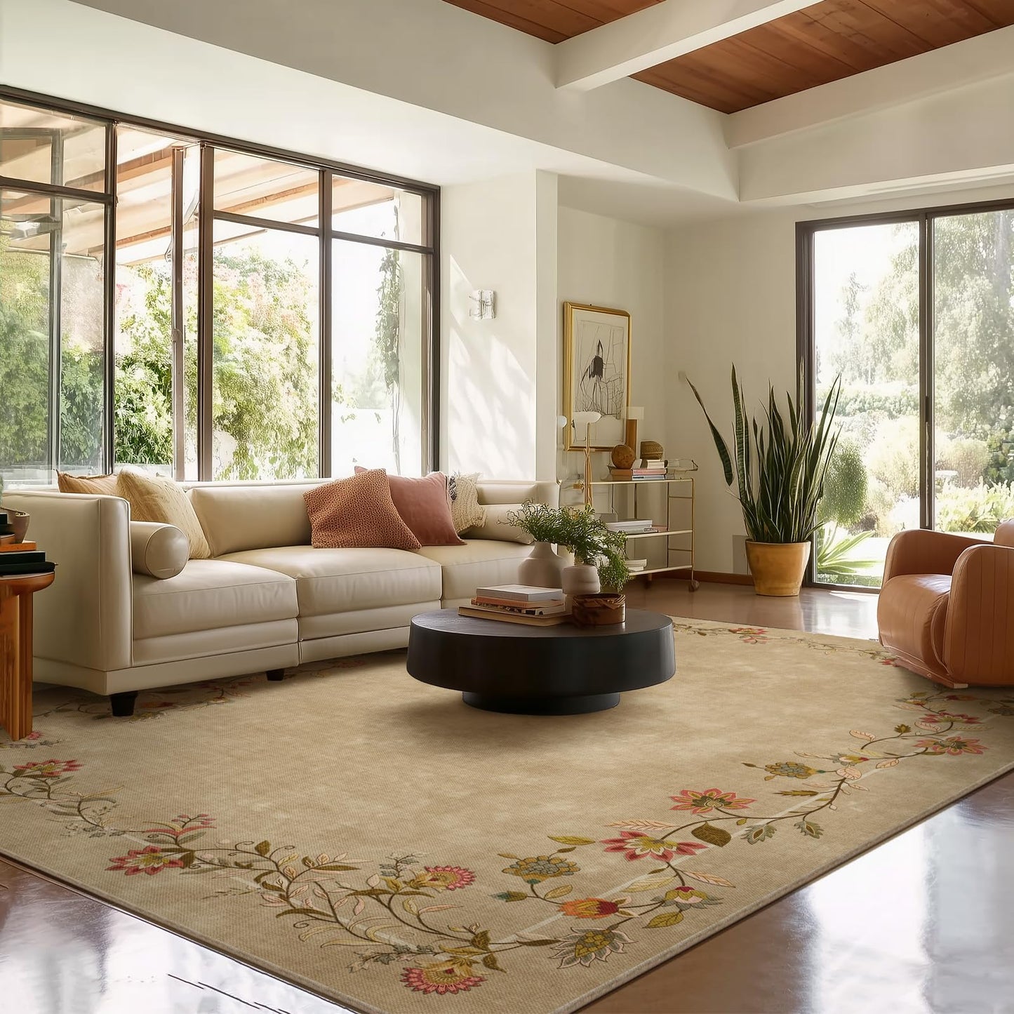 Washable Vintage Runner Rug with Non-Slip Backing