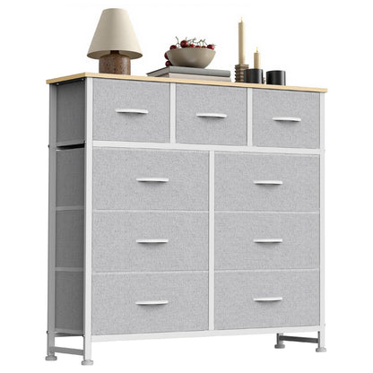 7-Drawer Fabric Dresser with Wood Top and Steel Frame