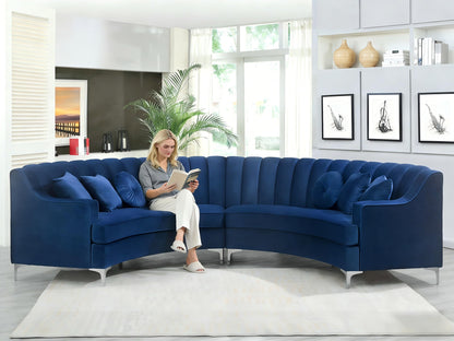 Curved Velvet Modular Sectional Sofa with Deep Seat