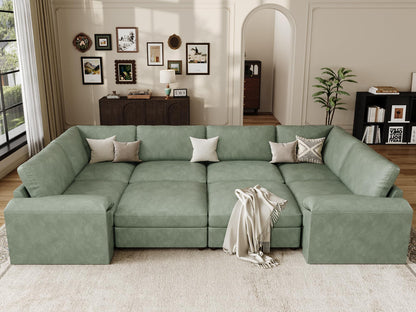 Faux Leather Modular Sectional Sofa for Large Spaces