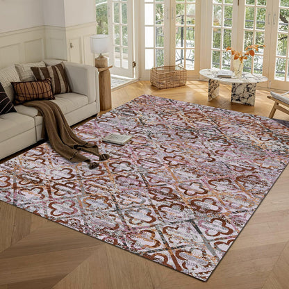 Washable Vintage Tribal Area Rug with Non-Slip Backing