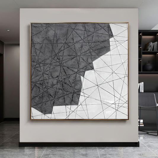 Oversized Blue & White Canvas Wall Art Painting