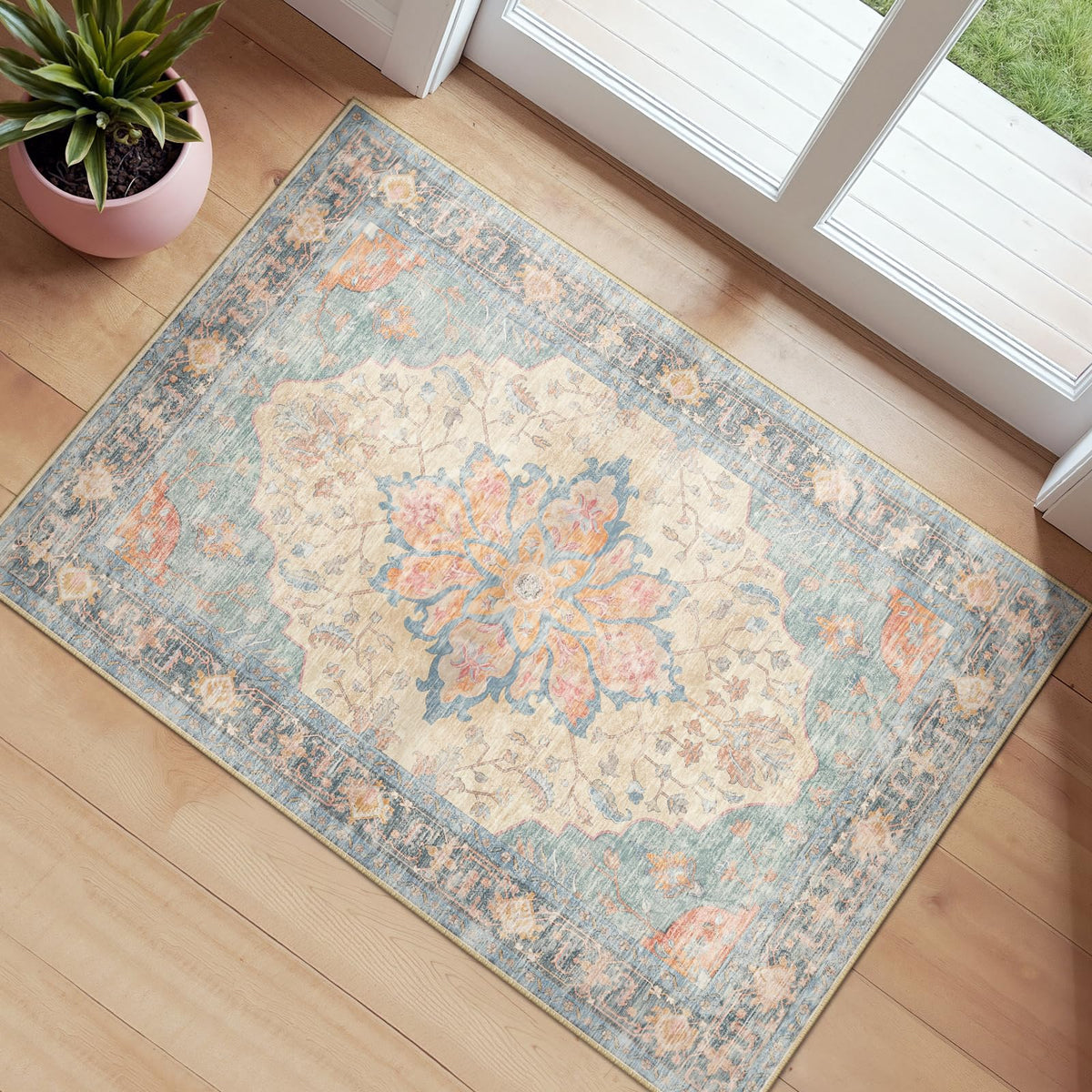 Washable Area Rug with Soft Non-Slip Backing