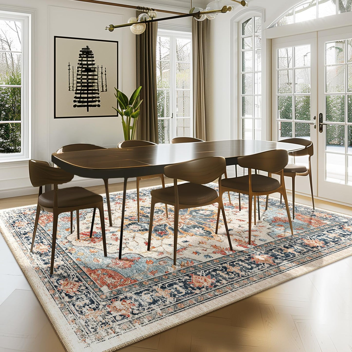 Washable Area Rug with Soft Non-Slip Backing