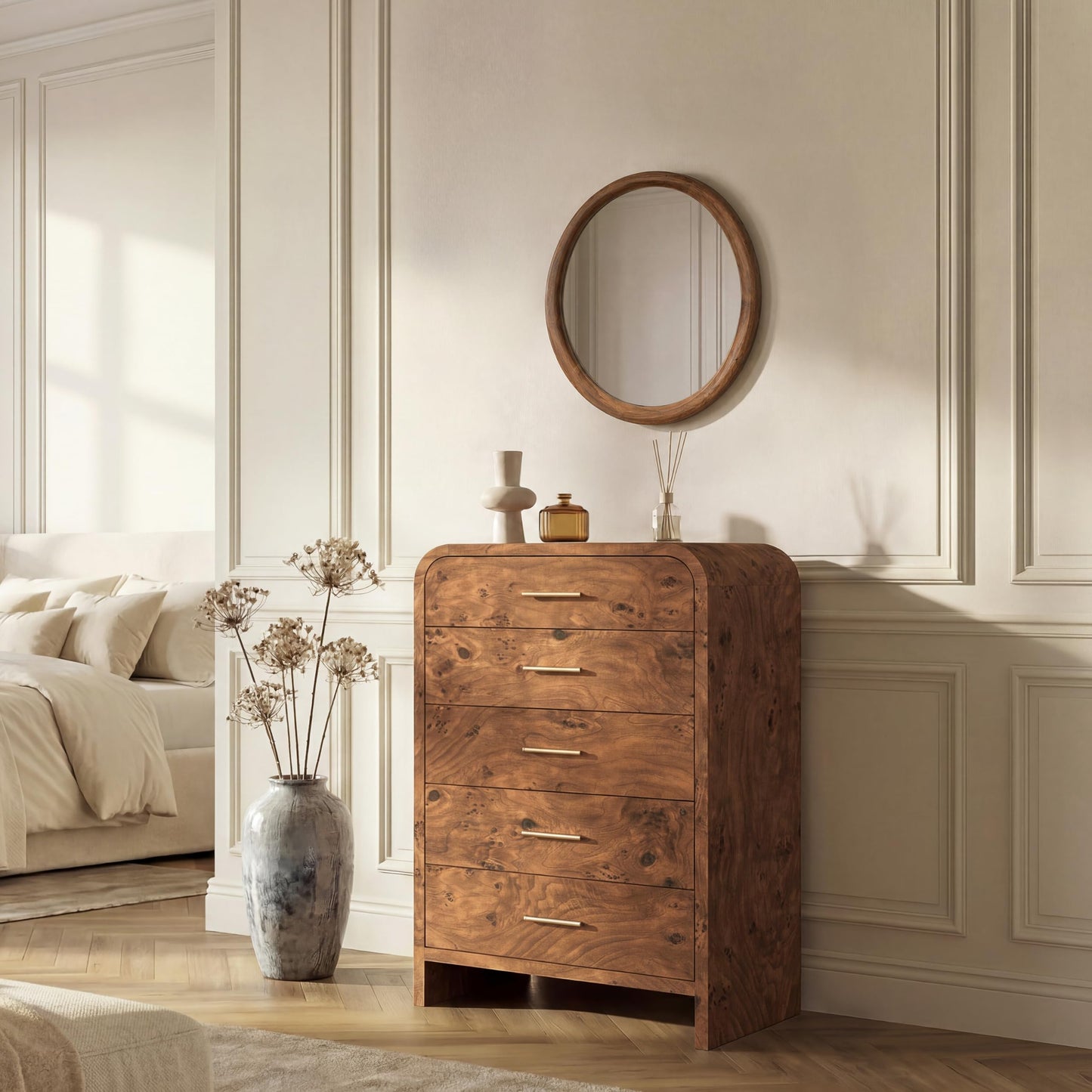 Curved 63-Inch Modern Dresser with Spacious Storage