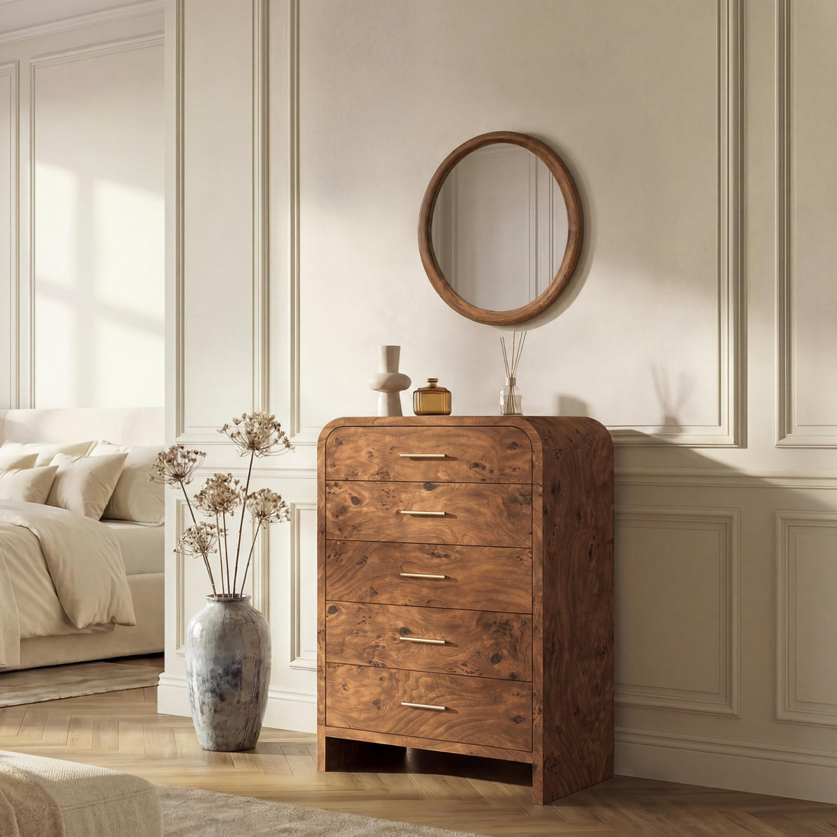 Curved 63-Inch Modern Dresser with Spacious Storage