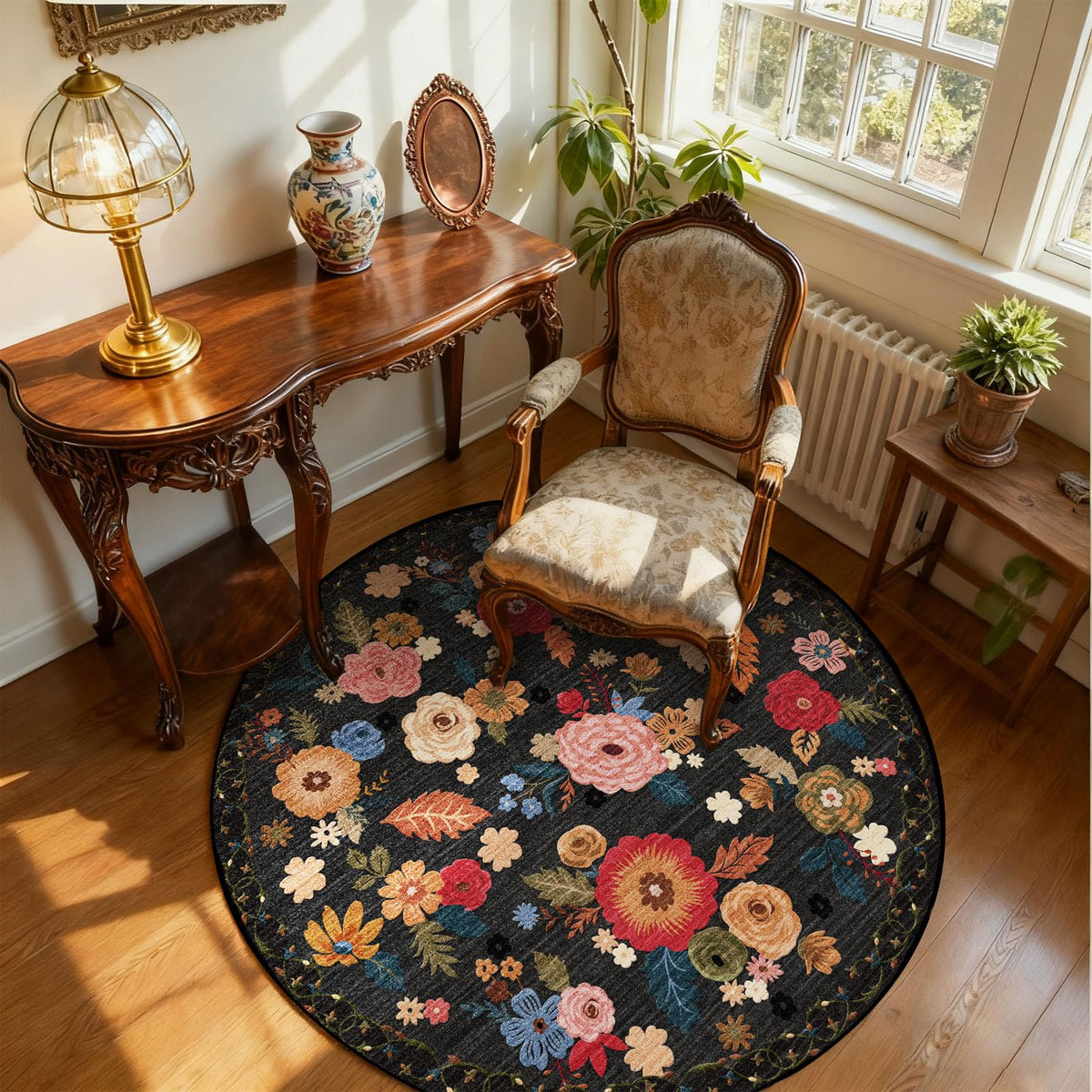 Washable Vintage Runner Rug with Non-Slip Backing