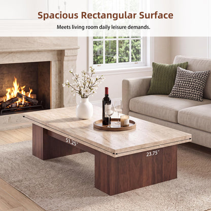 Large Rectangular Coffee Table with Spacious Top