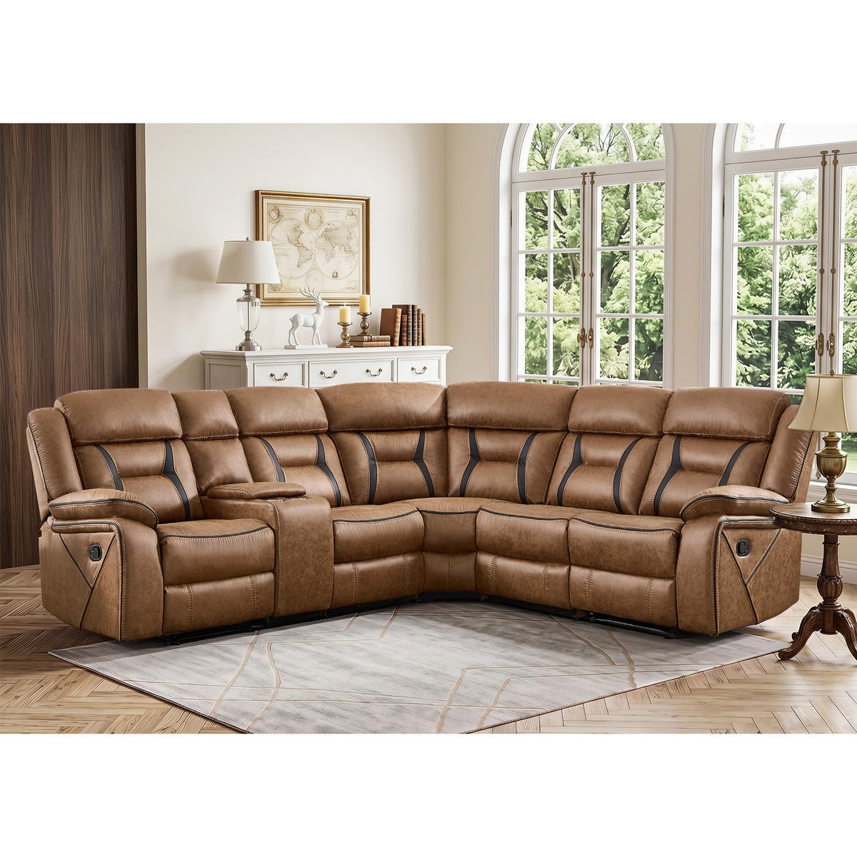 Faux Leather Reclining Living Room Furniture Set