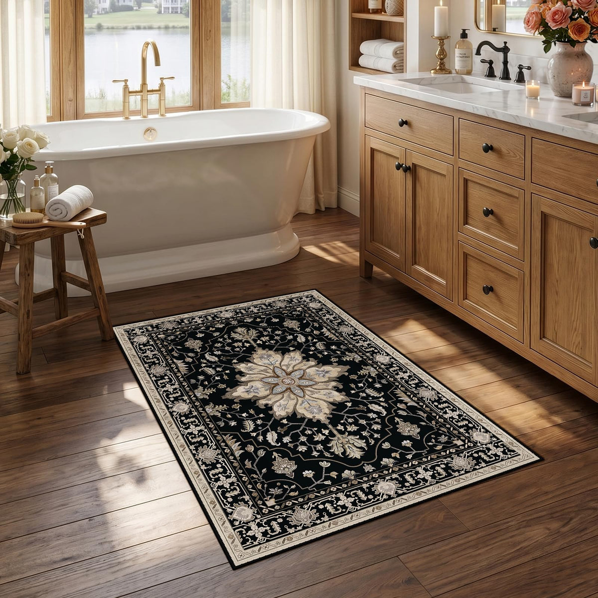Washable Area Rug with Soft Non-Slip Backing