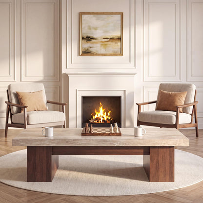 Large Rectangular Coffee Table with Spacious Top