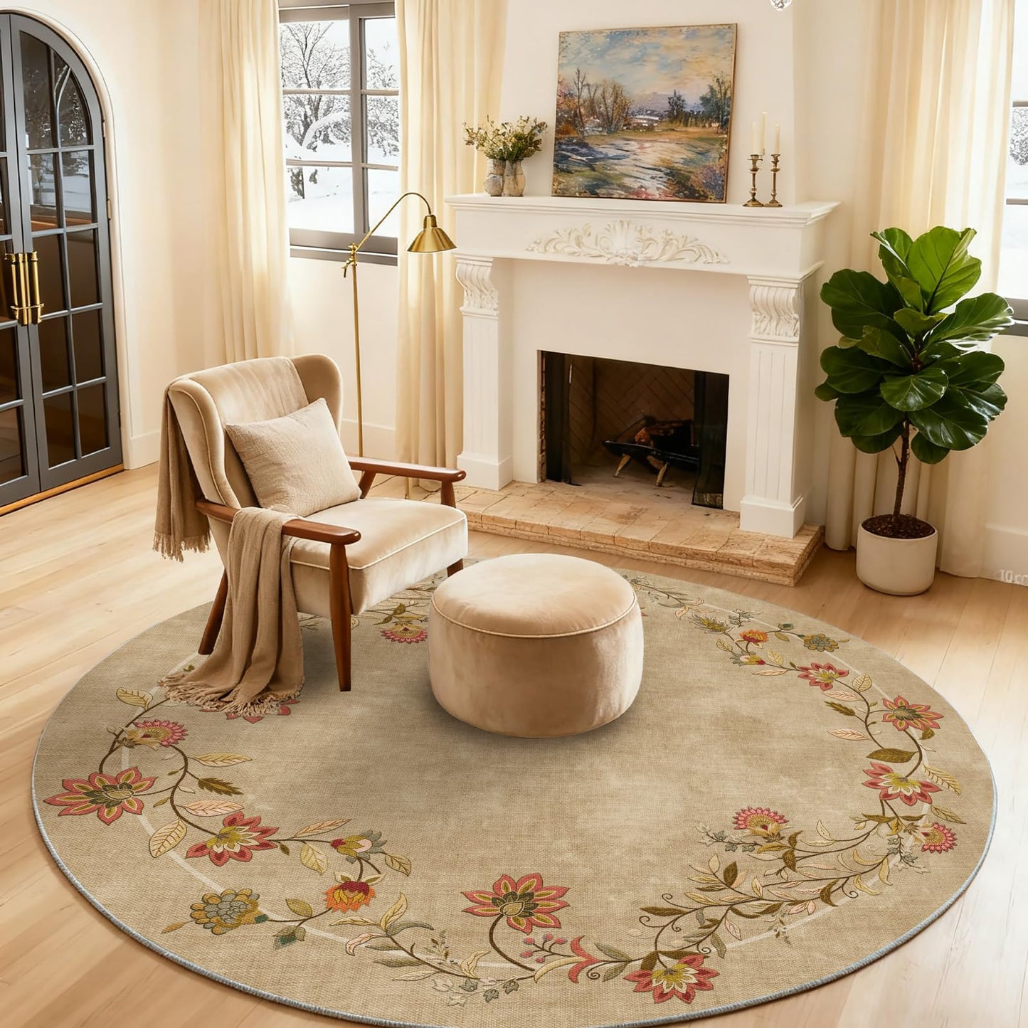 Washable Vintage Runner Rug with Non-Slip Backing