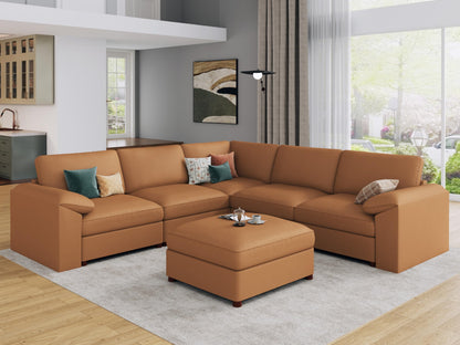 Faux Leather Modular Sectional Sofa for Large Spaces