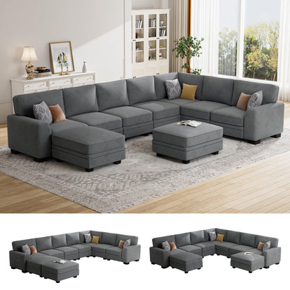 Oversized Modular Sectional Sofa with Ottoman
