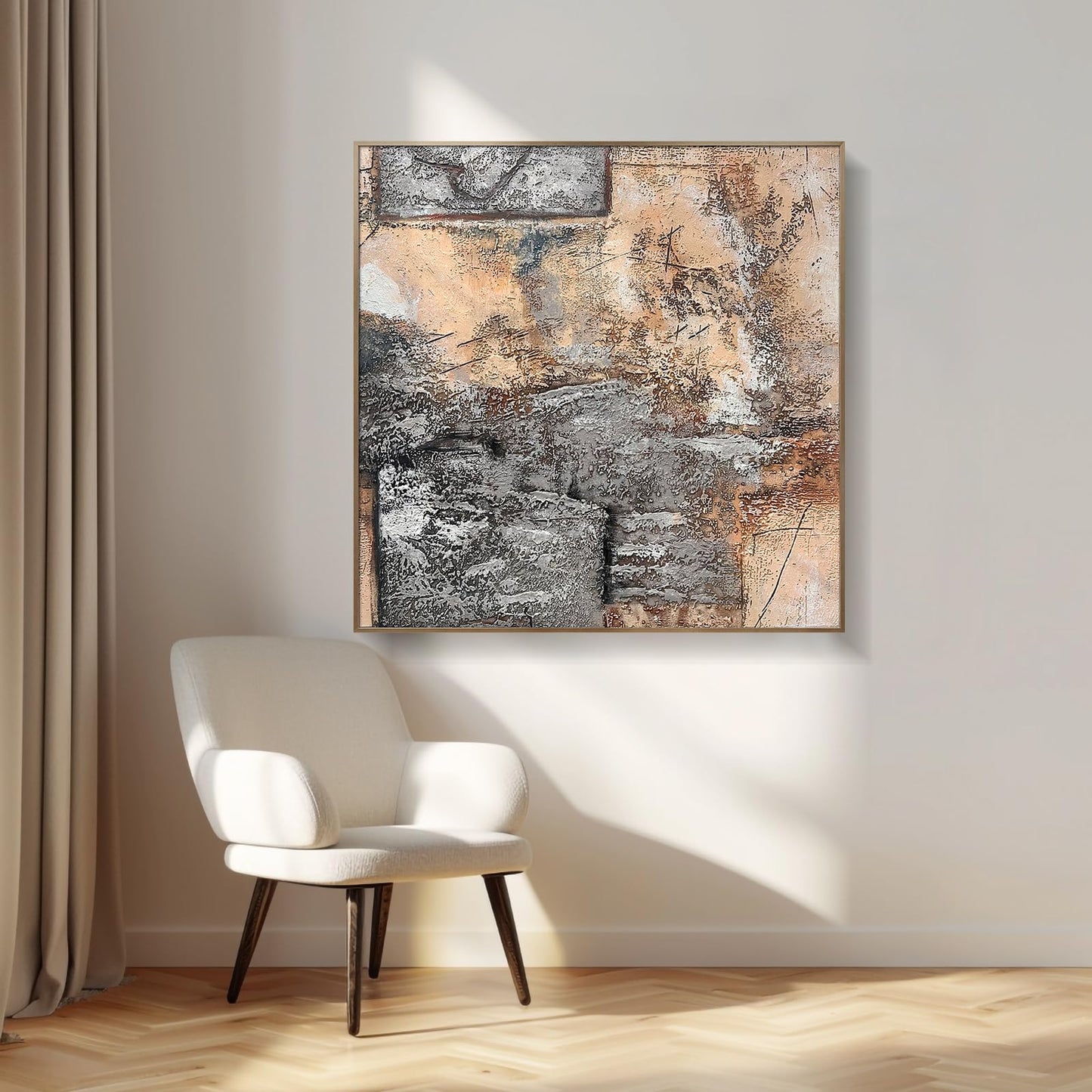Oversized Blue & White Canvas Wall Art Painting