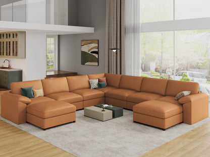 Faux Leather Modular Sectional Sofa for Large Spaces