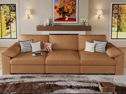 Faux Leather Modular Sectional Sofa for Large Spaces