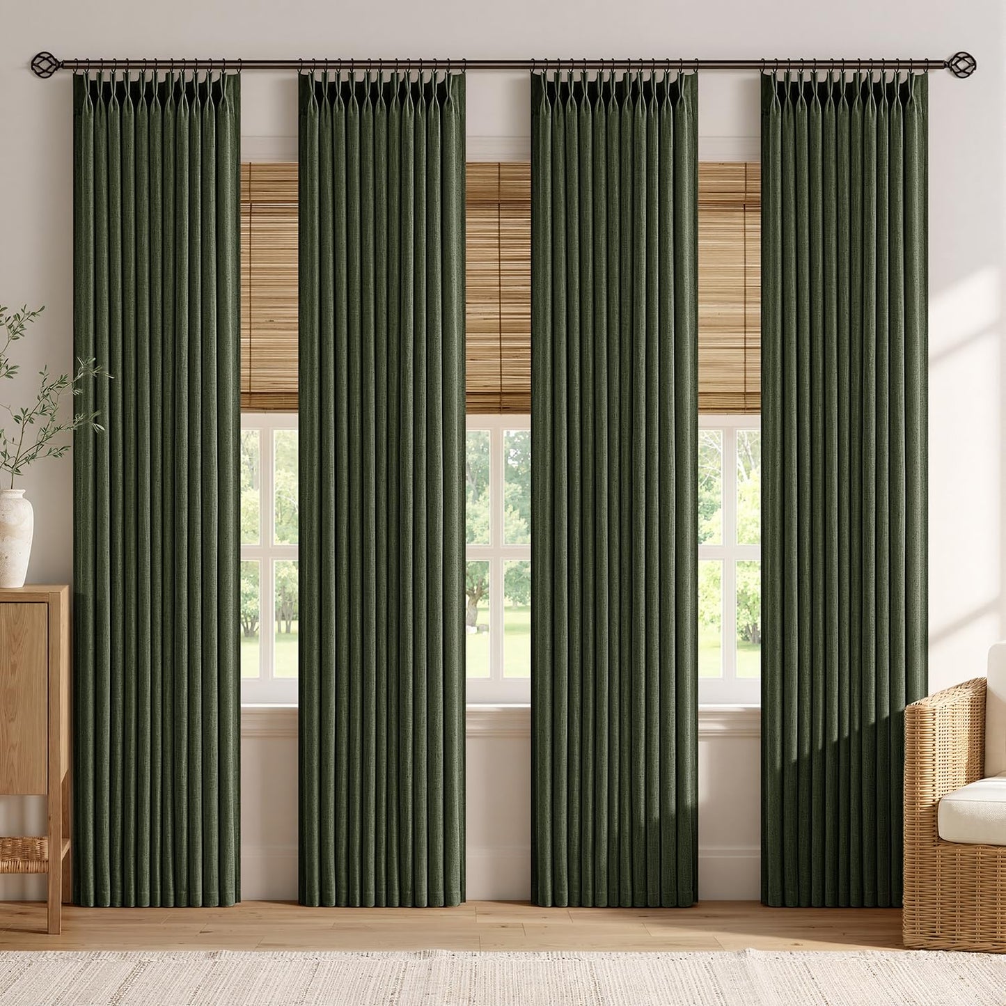 Pinch Pleated Linen Curtains with Light Filtering