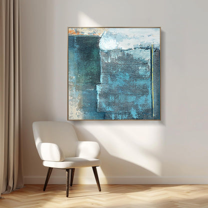 Oversized Blue & White Canvas Wall Art Painting