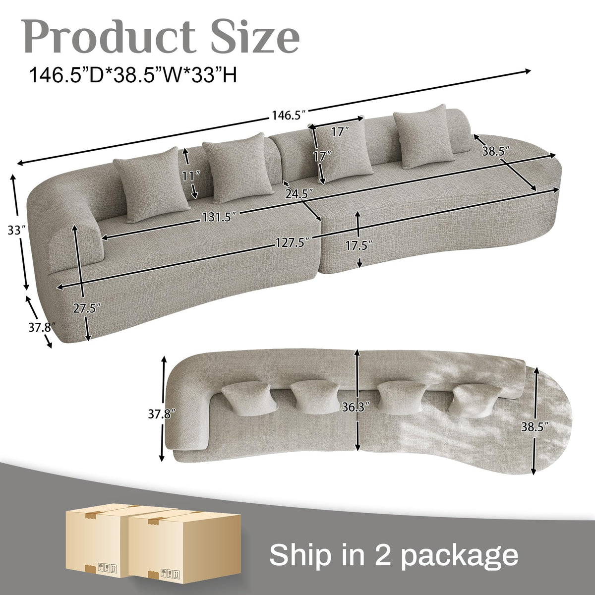 DAMAIFROM Sectional Sofa for Living Room
