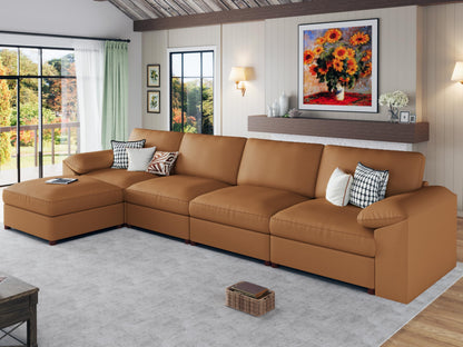 Faux Leather Modular Sectional Sofa for Large Spaces