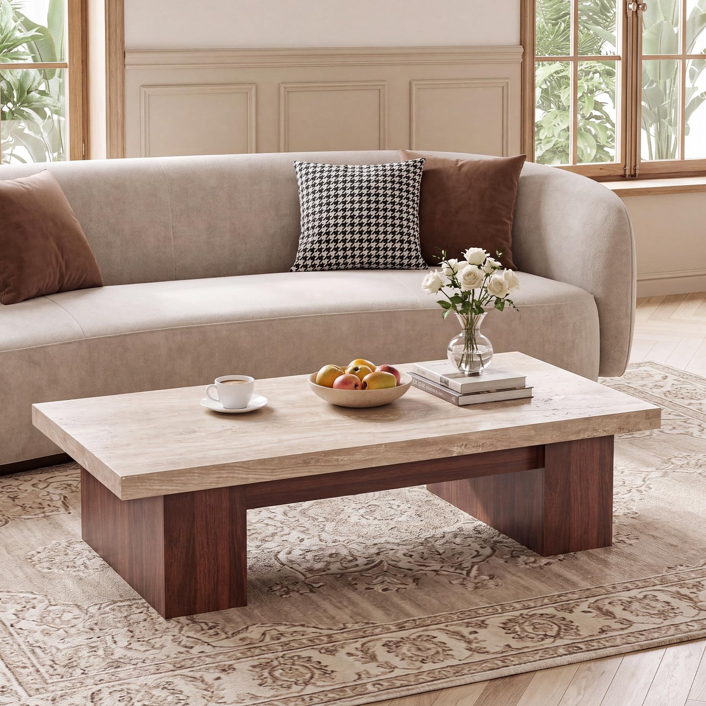 Large Rectangular Coffee Table with Spacious Top