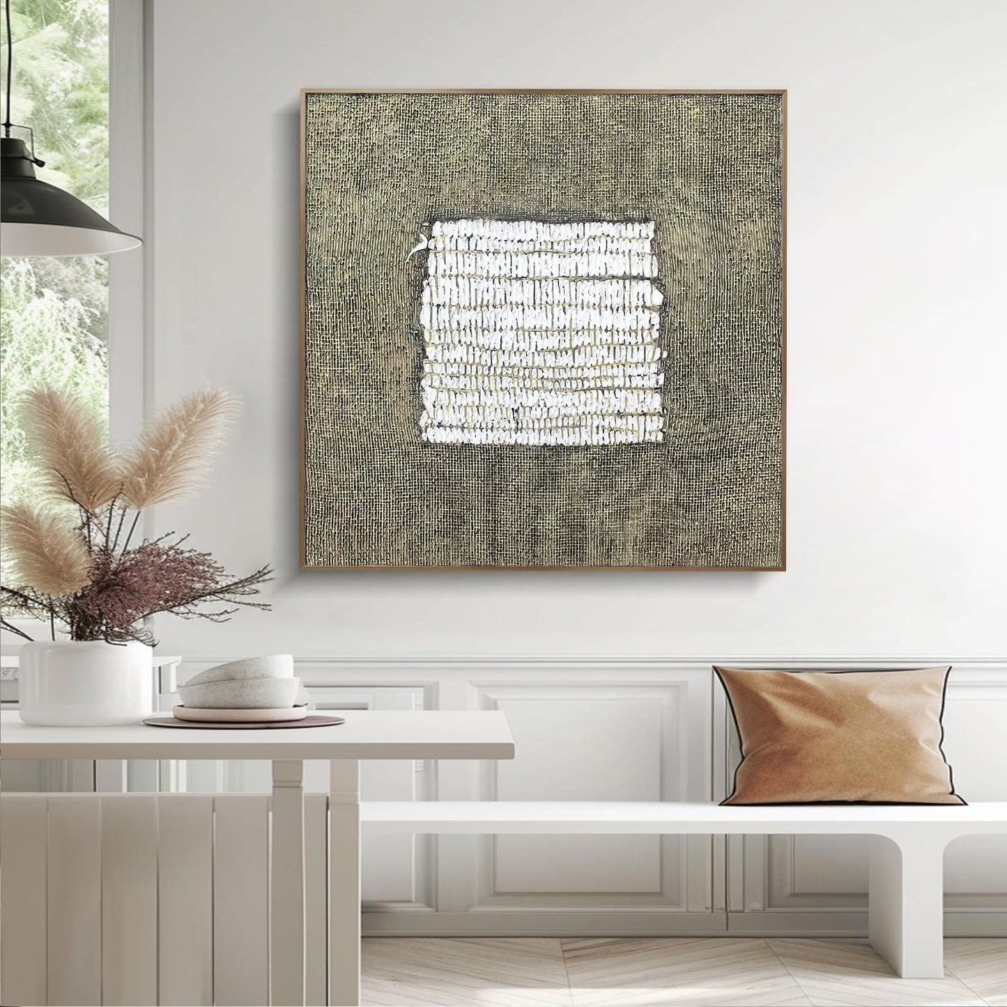 Oversized Blue & White Canvas Wall Art Painting