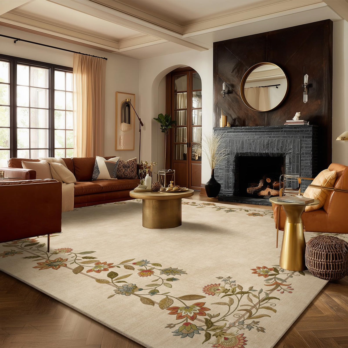 Washable Vintage Runner Rug with Non-Slip Backing