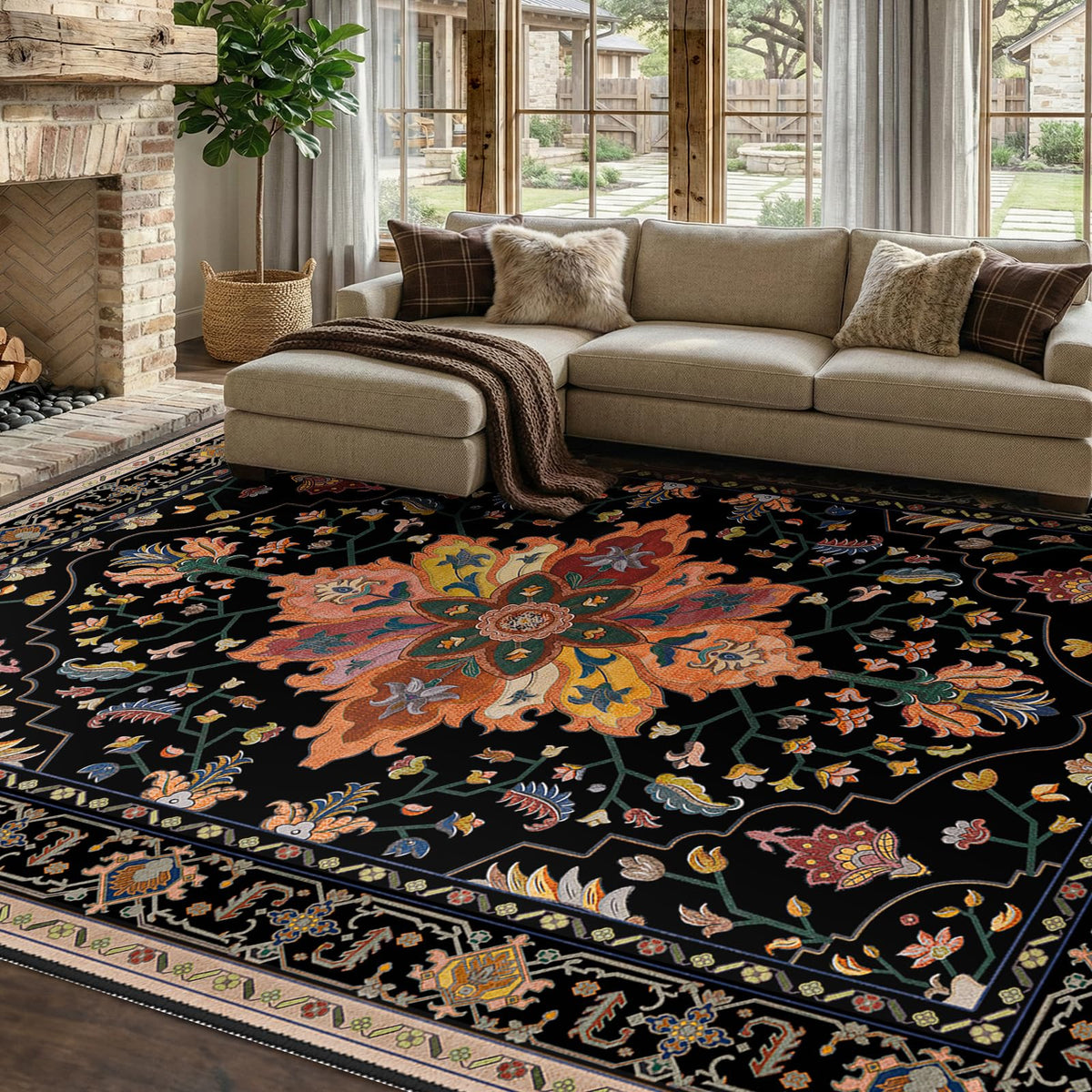 Washable Area Rug with Soft Non-Slip Backing